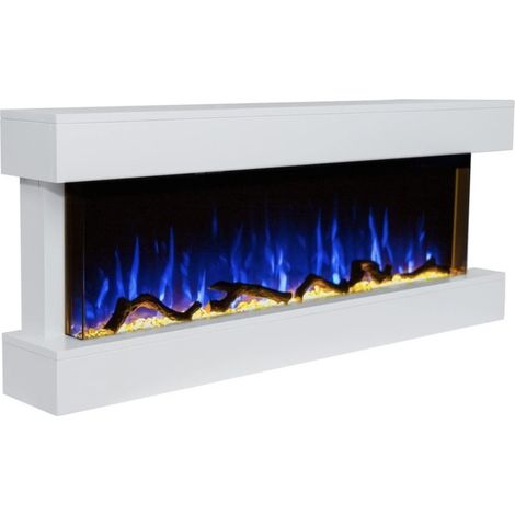 Cheminée électrique murale Mathieu - 130cm Blanche (1/5)