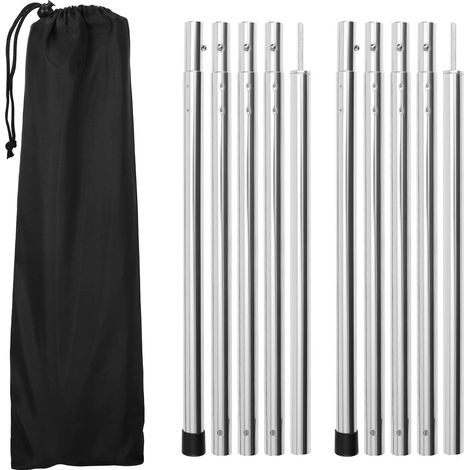 Jiubiaz Tettuccio per tenda da esterno in alluminio 2 m Argento, 2 pezzi, con borsa per il trasporto, ideale per campeggio Argento