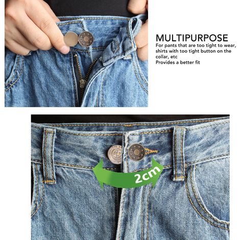 Lot de 16 rallonges élastiques à boutons, détachables et universelles, pour pantalons, vestes et chemises.
