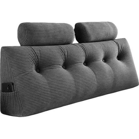 120 x 50 x 20 cm - Coussin mural avec coussin rond - Grand coussin compensé pour lit et canapé - Avec housse de coussin lavable et poche latérale pratique - Coussin de canapé ergonomique (1/5)