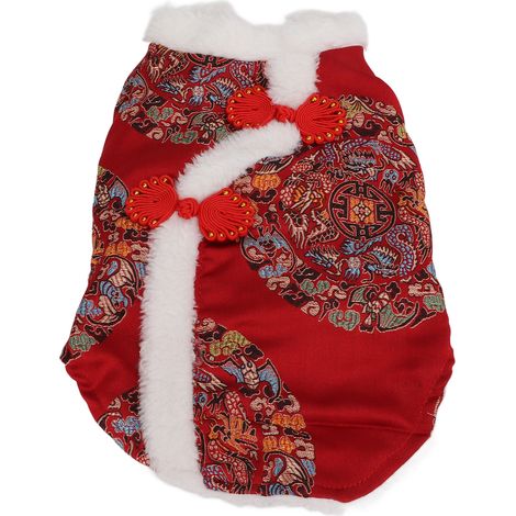 Costume Tang pour chien, idéal pour les fêtes du Nouvel An chinois, pour petits chiens et chats (taille M). (1/5)