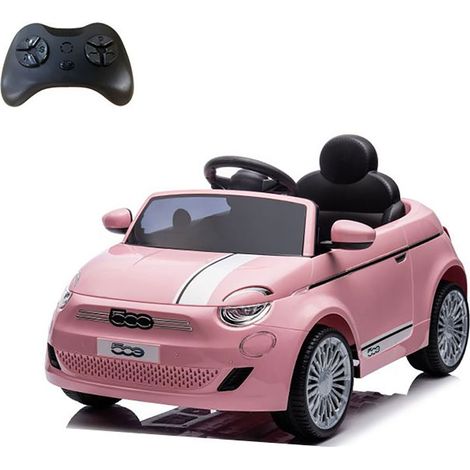 Macchina Elettrica per Bambini Fiat 500 12V 30W con Telecomando Luci e Suoni Rosa (1/5)