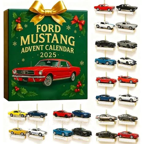 Calendrier de l'Avent Voiture, décoration surprise de 24 jours, miniature 2D en acrylique à suspendre (1/5)