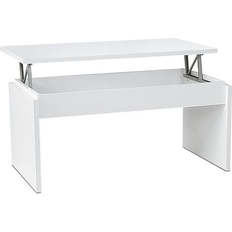 Table basse relevable coloris blanc - longueur 105 x profondeur 55 x hauteur 51/63 cm -PEGANE-
