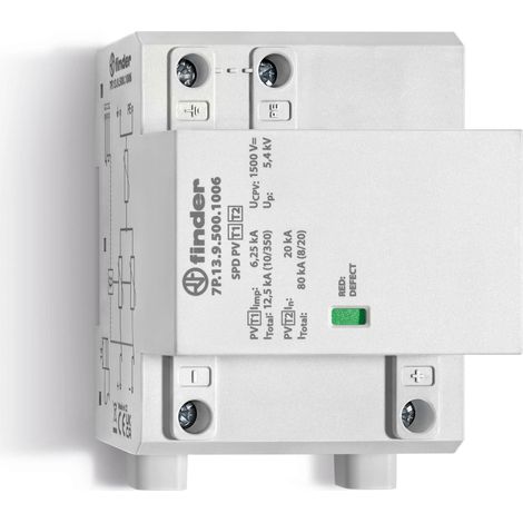Parafoudre T1+2 pour photovoltaïque 1500VDC 3 varistors sans télésignalisation FINDER 7P1395000006