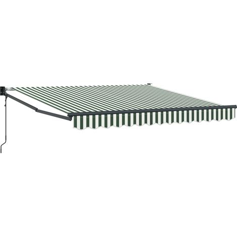 Awning Retractable Green and White 300 x 250 x 165 cm Polyester vidaXL