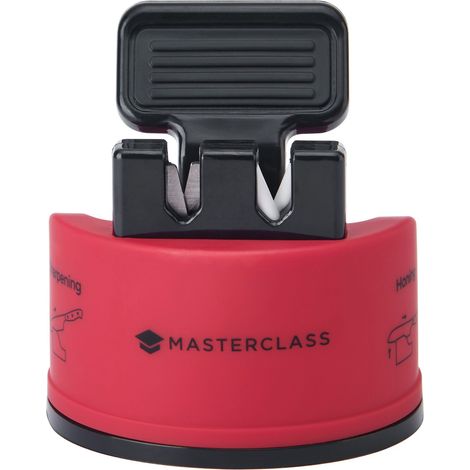 MasterClass Smart Sharp Sharpener Dual  Coltelli con 2 frese per affilare e affilare i coltelli de Acciaio inossidabile e ceramica, Rosso