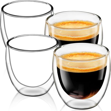 Tasse à café en verre à expresso double paroi de 150 ml lot de 4 (1/5)