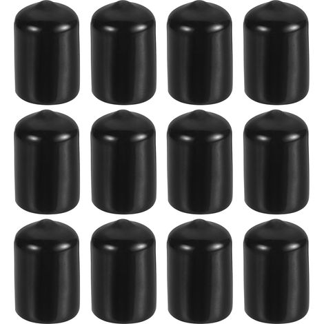 1/2" ID Round Bits, 12pcs Rubber Bolt Covers Screw Covers PVC Rubber Screw Caps Flexible Thread Protection Caps for Metal Tube Rod Bolt, Black (1/5)