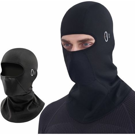 Balaclava, maschera da sci per moto, ciclismo, traspirante, mezza faccia, in pile, con fascia per il collo, antivento per ciclismo, motociclismo, sci, snowboard, corsa (1/5)