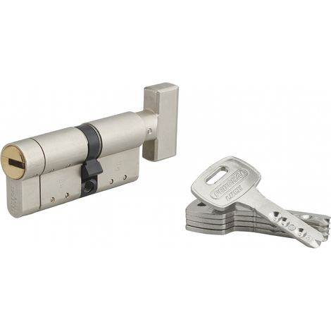 Cilindro europeo Federal S - 40BX30mm a pomolo nichel, anti-sfilamento, anti-perforazione, 5 chiavi reversibili - THIRARD