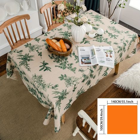 1pc, Nappe, Décoration de Table de Noël à la Peinture à l'Huile Vintage Française, Nappe Décorative Jacquard Feuille Verte, Convient pour la Décoratio (1/5)