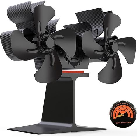 Doppelmotor-Holzofenventilator 8-Blatt-Kaminventilatoren Nicht elektrischer Kaminventilator