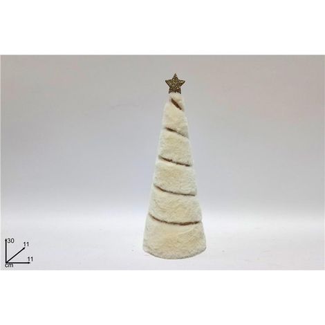 Decorazione Natale Casa Albero con Pelliccia Beige 30 cm