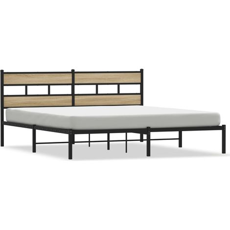 Maison Exclusive - Giroletto senza Materaso in Metallo Rovere Sonoma 193x203 cm (1/5)