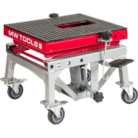 Mw Tools – Lève-moto hydraulique mobile 135 kg – Hauteur levée 870 mm – Table 410 x 340 mm – 4 roues pivotantes – MSB135 — vue 2