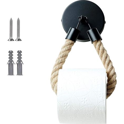 ZOLGINAH Porte Papier Toilette, Porte-Serviette en Corde de Chanvre,Support pour Rouleau Vintage Deco pour Salle de Bain et Cuisine (1/5)