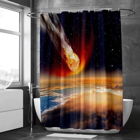 Rideau de douche paysage colline, style cottage core, tissu lavable, rideau intimité - 180x180cm (1/5)