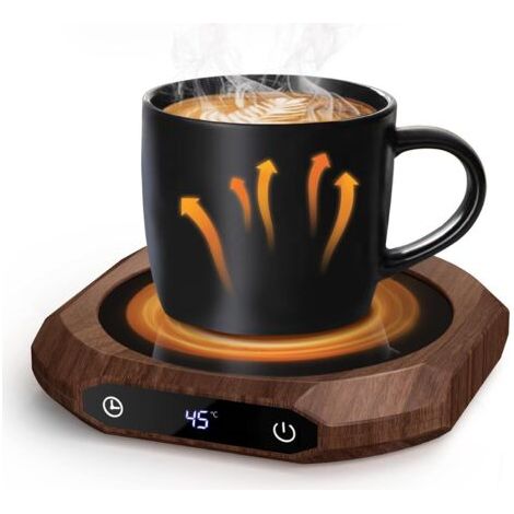 QORVA-Chauffe Tasse, Chauffe café pour Bureau, Chauffe-Tasse à café,1-12H arrêt Automatique,Chauffe-Bougie Intelligent avec 3 réglages de température, Chauffe-Boisson électrique (Marron) (1/4)