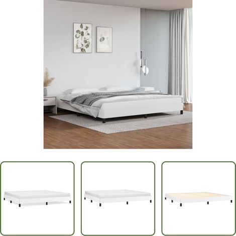 Kunstlederbett - Bettgestell Weiß 200x200 cm Kunstleder (1/5)