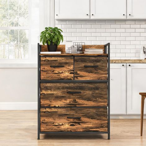 Buffet coloris rustic marron en polyester 60 x 29 x 85 cm (1/5)