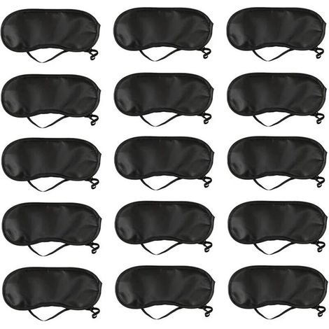 Lot de 15 masques de sommeil pour les yeux doux avec coussinet de nez Noir