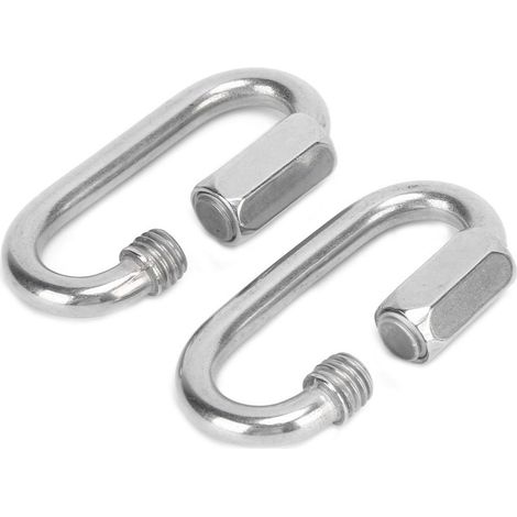 2 Pièces Mousquetons en D en Acier Inoxydable à Verrouillage Rapide avec Boulon Hexagonal pour Escalade et Via Ferrata (6mm) (1/5)