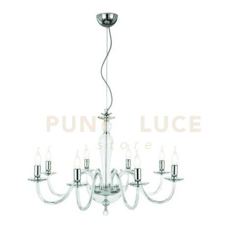 LAMPADARIO PAGANINI 8 LUCI CRISTALLO CROMO ATTACCO E14 D.84CM