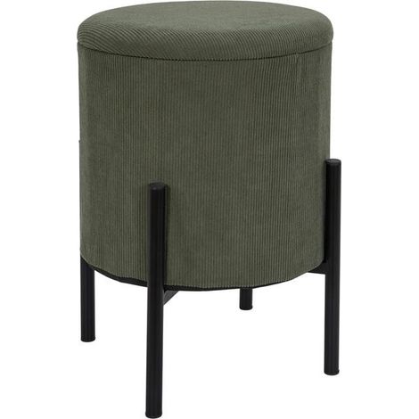 Pouf de Rangement Côtelé "Jules" 41cm Vert (1/5)