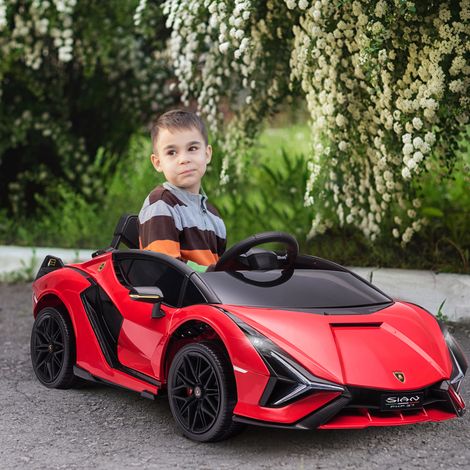 Auto elettrica per bambini, 12V, con telecomando 2.4G, 2 motori, veicolo per bambini con clacson, luci a LED, musica, veicolo elettrico per bambini dai 3 ai 5 anni, rosso