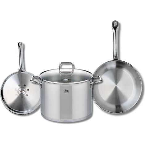 Set de 2 Poêles de cuisson 24 et 28 cm et 1 faitout 26 cm Elo Profi Citrin (1/5)