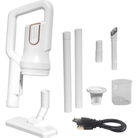 Aspirateur portable sans fil, adapté aux maisons, élimine les poils d'animaux et la saleté, blanc (1/5)