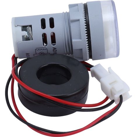 Ampèremètre numérique AC 220V indicateur lumineux rond précis AD16-22DSA blanc, signal lumineux de mesure de courant, instrument de tableau 22mm. (1/5)
