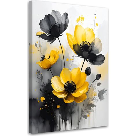 Quadro su tela Fiori grigio gialli natura 20x30 (1/5)