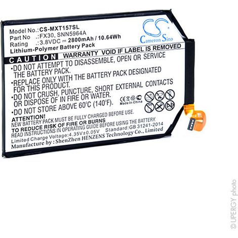 NX - Batterie téléphone, smartphone, GSM pour Motorola 3.8V 2800mAh - FX30SNN5964A (1/4)