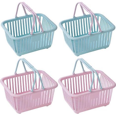 Set mit 4 kleinen Kunststoffkörben mit Griffen, ideal für Bad, Küche, Spielzimmer und Einkauf. – 16,00 x 13,00 x 8,80 cm (1/4)