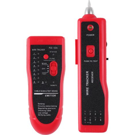 Traceur de Câble Électrique RJ45 RJ11 Ethernet LAN - Testeur de Câble Réseau Multifonction avec Continuité et Toner Tracer - Outil Idéal pour Techniciens Télécom et Bricoleurs Domestiques Red (1/5)