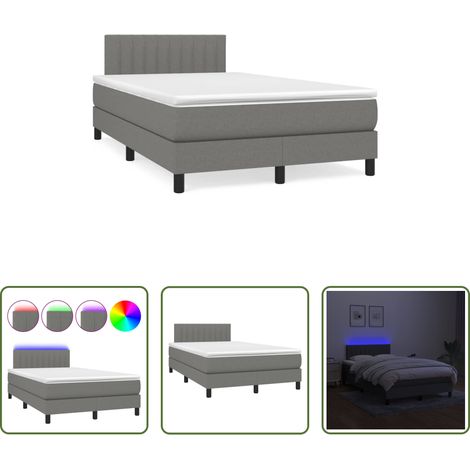 vidaXL Sommier à lattes de lit matelas LED gris foncé 120x190 cm tissu (1/5)