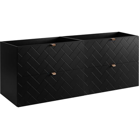 Mobile da bagno, Nero Opaco, 160 x 57 x 46 cm, Maniglie Dorate (1/5)