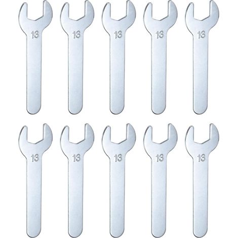 Juego de 10 llaves fijas métricas pequeñas de 13 x 87 x 2 mm, en forma de U, cabeza plana, muy finas, galvanizadas, para reparación de automóviles y montaje de muebles. (1/5)