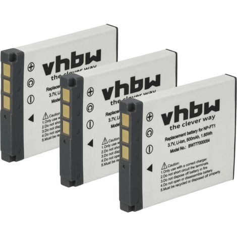 vhbw 3x Akku kompatibel mit Sony Cybershot DSC-T11, DSC-T33, DSC-T3, DSC-T5, DSC-T3s, DSC-T9 Kamera (500 mAh, 3,6 V, Li-Ion) (1/5)