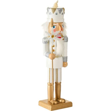 Figurine Décorative en Forme de Casse-Noisette en Bois de Pin Décoration de Noël Fait Main Blanche Ljungan
