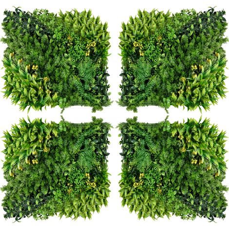Pannello vegetale artificiale da parete 12 pezzi 50 x 50 cm con protezione UV e frangivento (1/4)