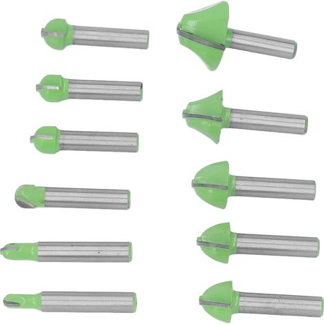 Jeu de 11 fraises à bois carbure, queue de 8 mm, mèches à profiler rondes pour portes, armoires et étagères, coffret de toupie. (1/5)