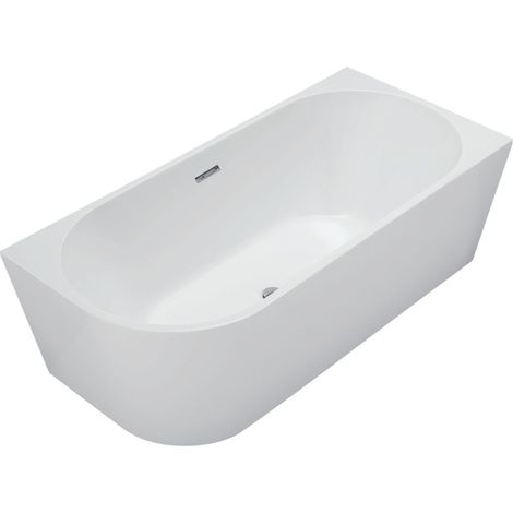 Balneo Baignoire semi-îlot Murale 170x80cm droite, blanc, Acrylique thermoformé 3.5mm, avec pieds réglables, AVOLA (1/4)