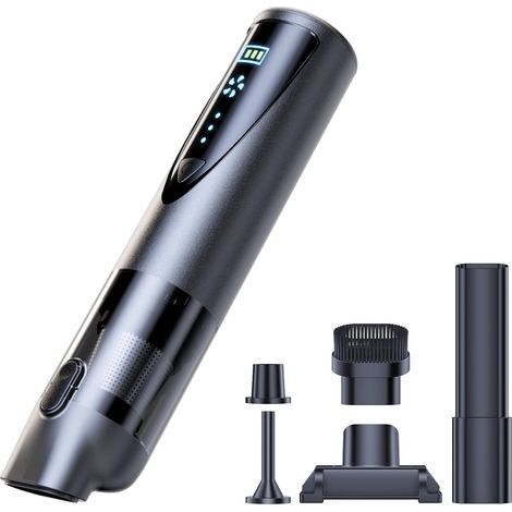 Aspiradora de coche inalámbrica, aspiradora portátil de mano con fuerte succión, mini aspiradora para agua y polvo para los detalles del coche, aspiradora automática recargable con kit de d (1/5)
