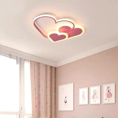Kinderzimmer Deckenlamp, 52CM Dimmbare LED-Deckenleuchte Modern Kreative Liebe Herz Design Deckenlampe Mit Fernbedienung für Schlafzimmer Küche Esszimmer Badezimmer (Rosa) (1/5)