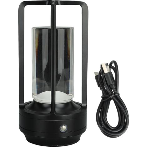 Lampada da tavolo wireless – 3 colori – dimmerazione continua – LED – sensibile al tocco – ricaricabile – da comodino – nera