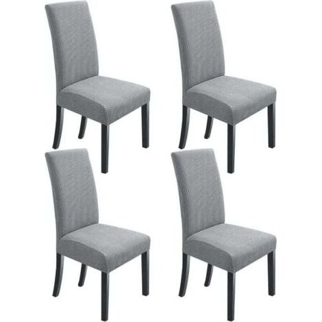 Lot de 4 housses élastiques pour chaise haute, gris clair (1/4)