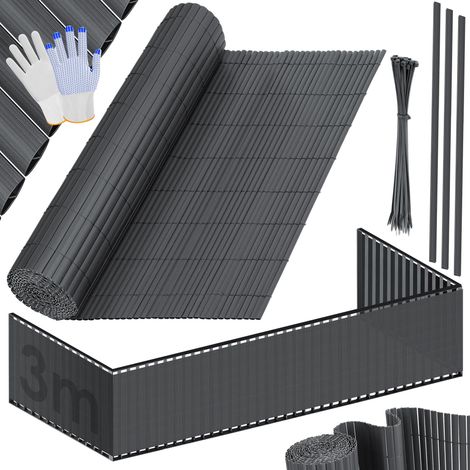 KESSER® PVC privacidad estera privacidad valla balcón revestimiento cortavientos resistente a la intemperie reforzado listones  para jardín  balcón terraza al aire libre  negro / 80 x 300 cm (1/5)